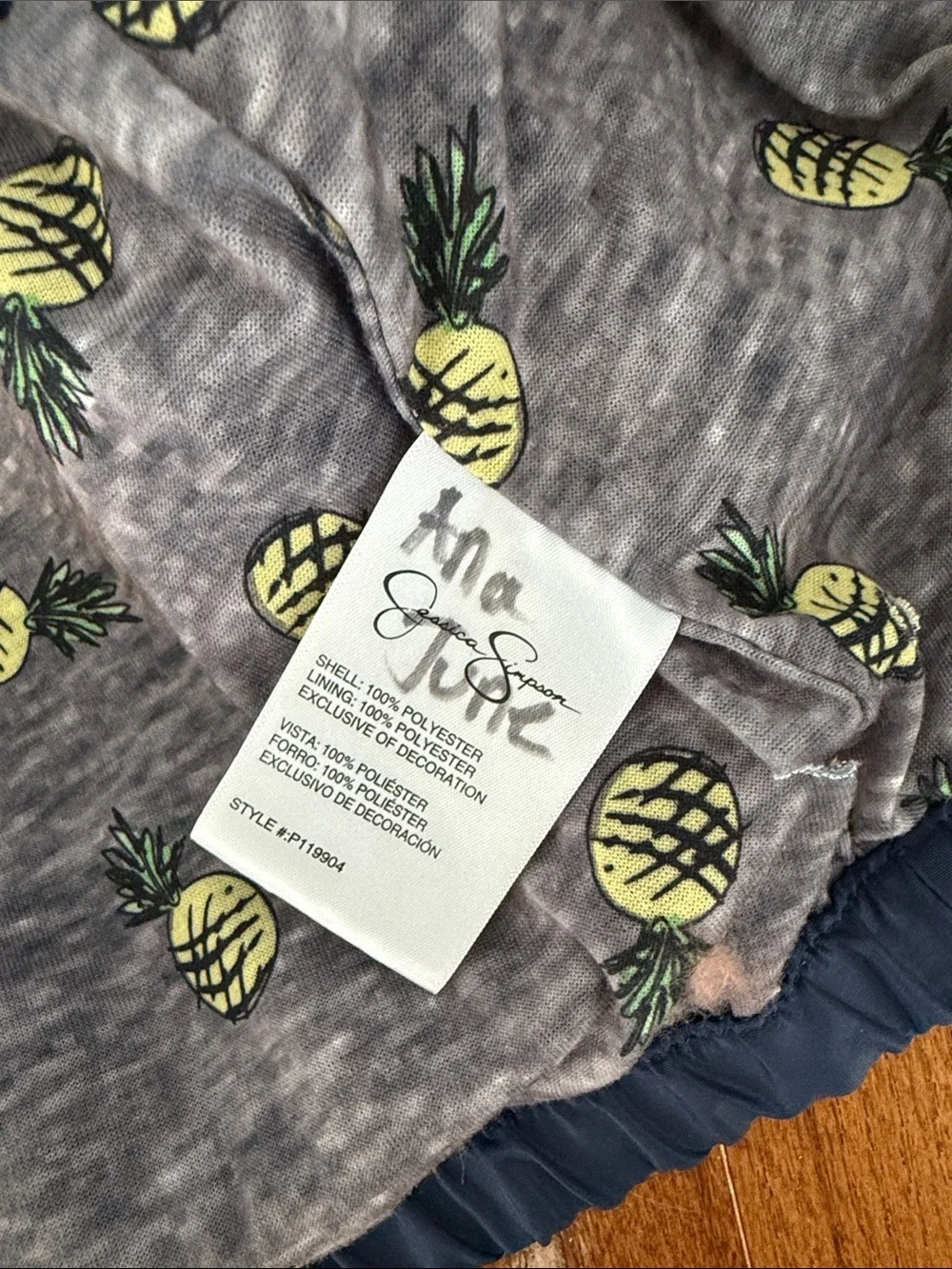 Jessica Simpson Navy Hooded Raincoat with Pineapple Patch
